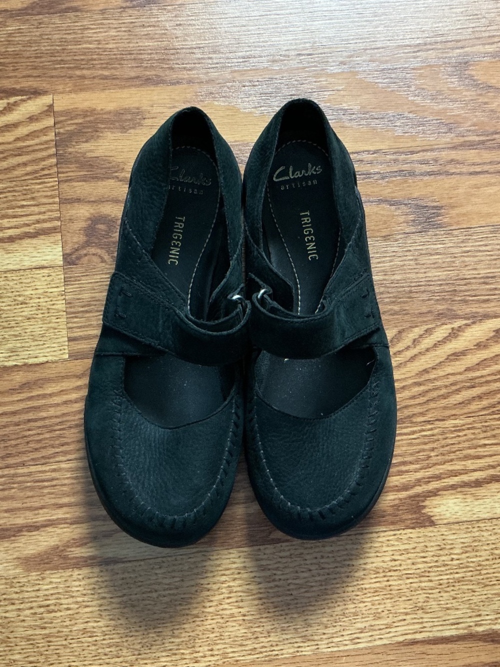 Clarks Trigenic Lightweight Black Leather Mary Jane  Shoes Size 9 M